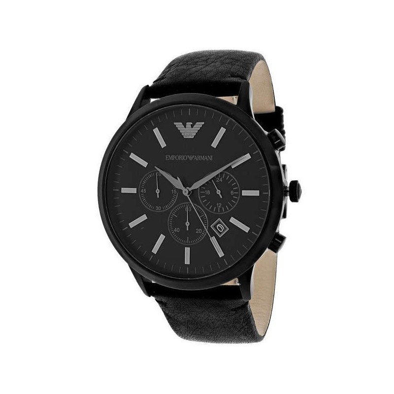 Emporio Armani Men's Sportivo AR2461 Black Leather Analog Quartz Watch with BlacK