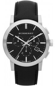 Burberry 'Large Check' Black Dial Chronograph Quartz Watch Bu9356