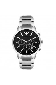 Armani Men's AR2434 Classic Stainless Steel Black Dial Watch