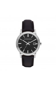 Burberry Men's 'Large Check' Black Dial Black Leather Strap Watch Bu9009